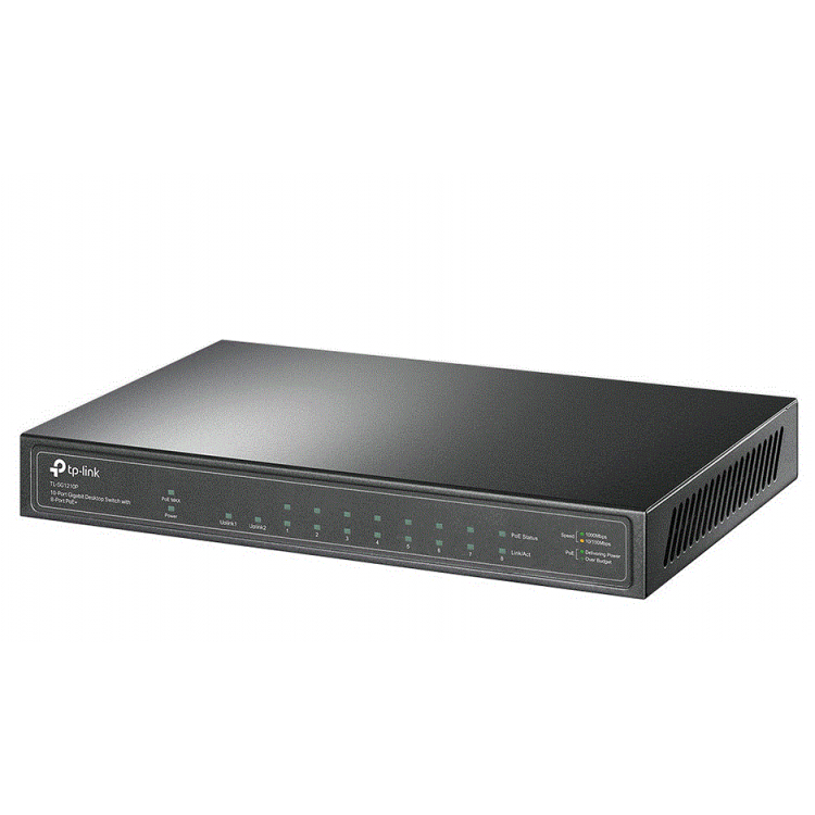 10-Port Gigabit PoE+ Switch, 8 Gigabit PoE+ Ports, 1 Gigabit RJ45 Ports and 1 Gi