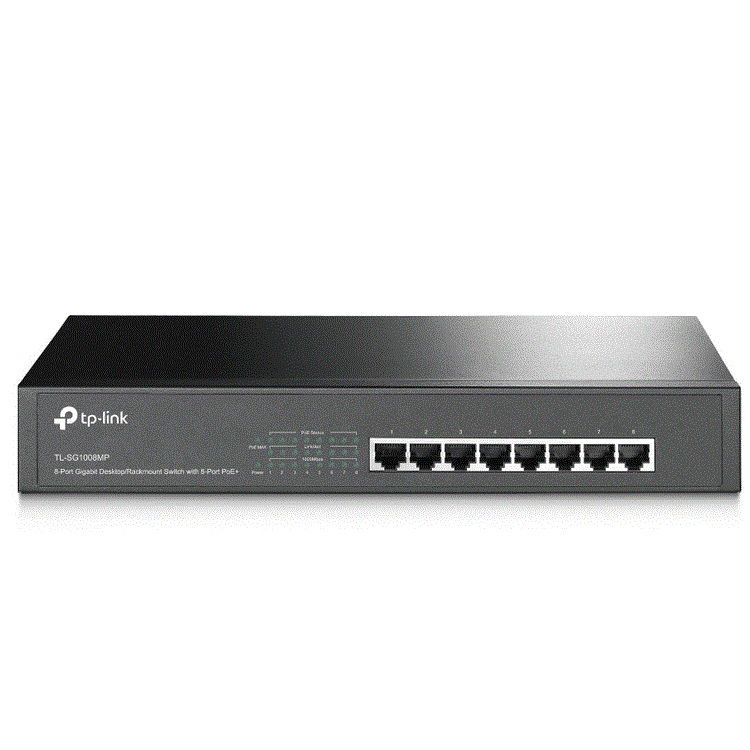 8-Port Gigabit PoE+ Switch, 8 Gigabit RJ45 Ports, 802.3at/af, 126W PoE Power, 1U